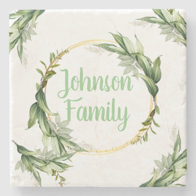 Flowering Olive Tree Branches  Stone Coaster (Front)