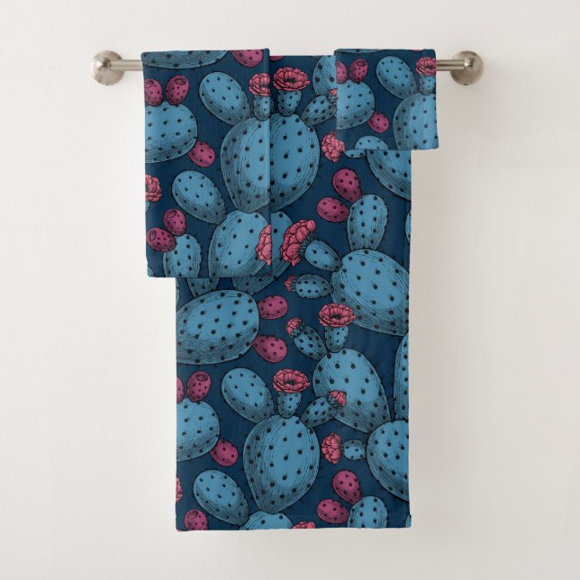 Flowering opuntia bath towel set (Insitu)