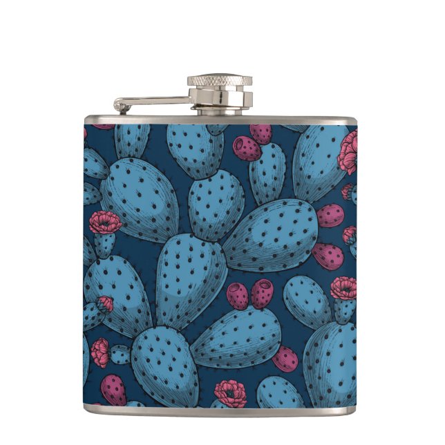 Flowering opuntia hip flask (Front)