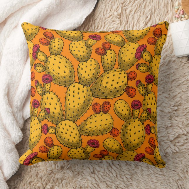 Flowering opuntia in yellow cushion (Blanket)