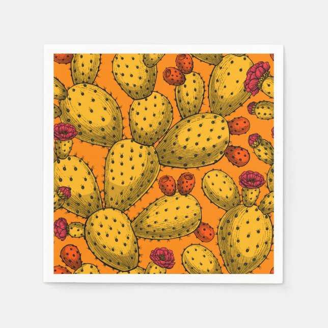 Flowering opuntia in yellow napkin (Front)