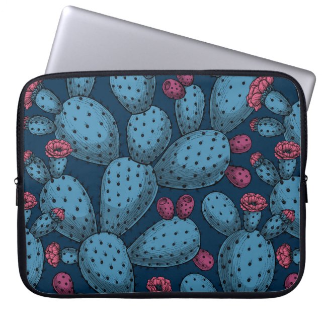 Flowering opuntia laptop sleeve (Front)