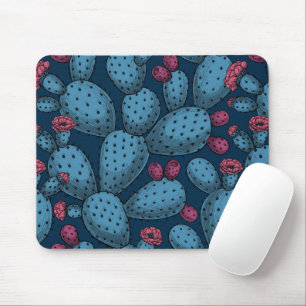 Flowering opuntia mouse mat