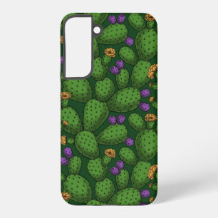 Flowering opuntia on dark green samsung galaxy case