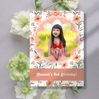 Flowering Photo Birthday Party Invitation