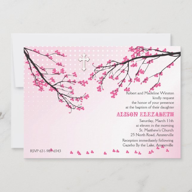 Flowering Pink Branches Invitation (Front)