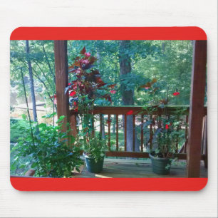 Flowering Plants on Wooden Porch 3 Mouse Mat