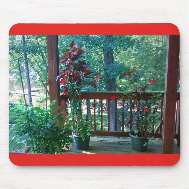 Flowering Plants on Wooden Porch 3 Mouse Mat (Front)