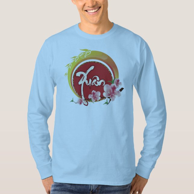 Flowering Plum Branches Peach Blossom And Spring  T-Shirt (Front)