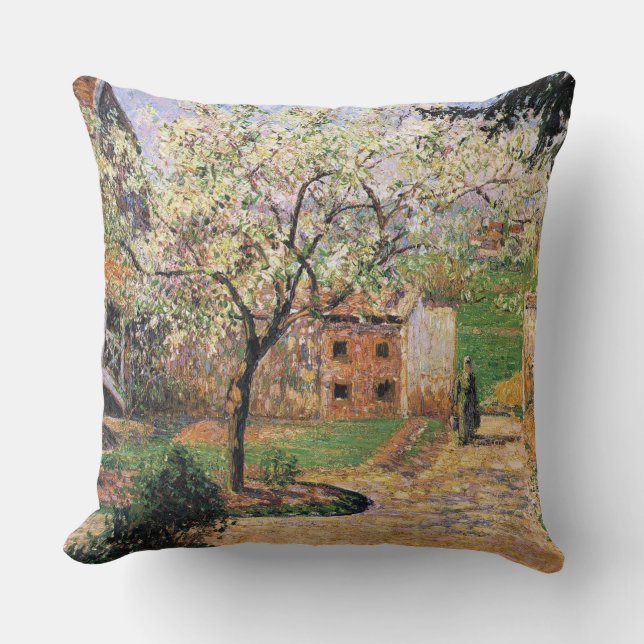 Flowering Plum Tree, Eragny Camille Pissarro   Cushion (Front)
