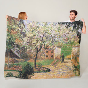 Flowering Plum Tree, Eragny Camille Pissarro Fleece Blanket