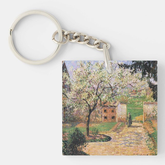 Flowering Plum Tree, Eragny Camille Pissarro   Key Ring (Front)