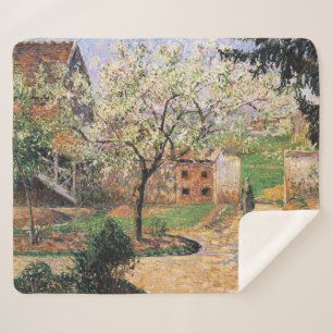 Flowering Plum Tree, Eragny Camille Pissarro Sherpa Blanket