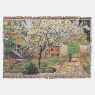 Flowering Plum Tree, Eragny Camille Pissarro Throw Blanket