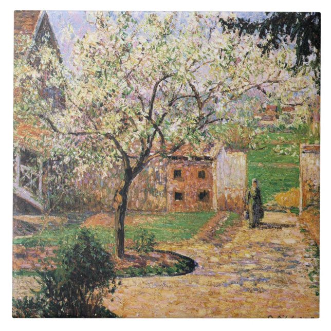 Flowering Plum Tree, Eragny Camille Pissarro   Tile (Front)