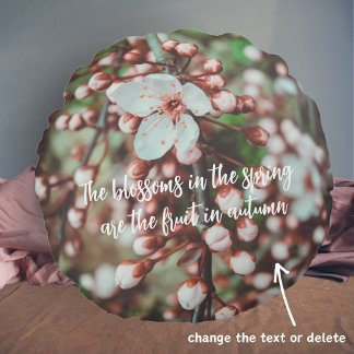 Flowering Plum Tree  Round Cushion