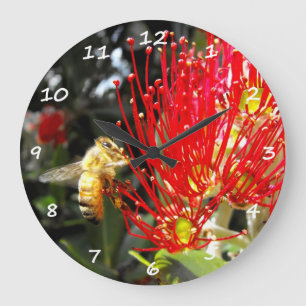 Flowering Pohutukawa Tree Large Clock