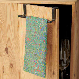 Flowering Poppies - Gustav Klimt Tea Towel