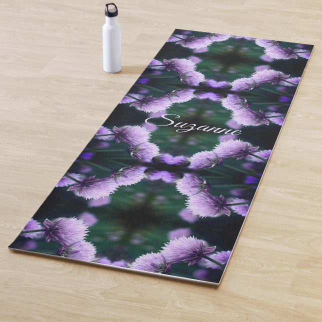 Flowering Purple Scallion Abstract Personalised Yoga Mat (In Situ)