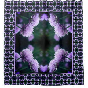 Flowering Purple Scallion Onion Abstract Shower Curtain