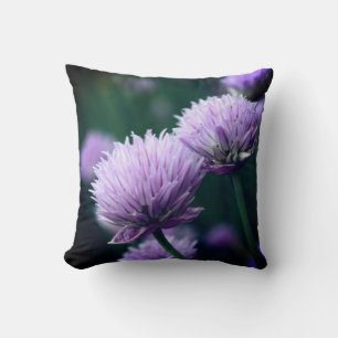 Flowering Purple Scallion Onion Close Up  Cushion