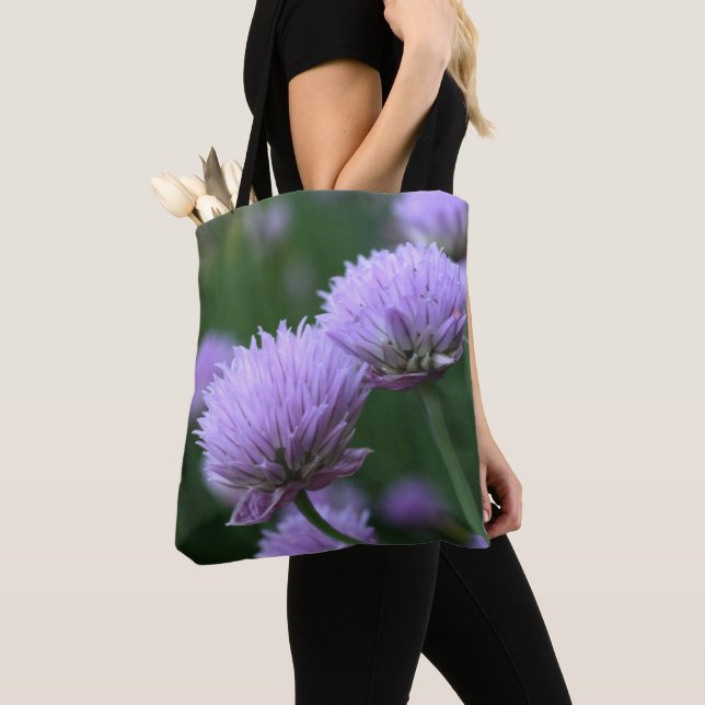 Flowering Purple Scallion Onion Pair  Tote Bag (Close Up)