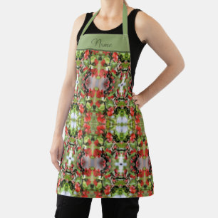 Flowering Quince Red Blossom Abstract Personalised Apron