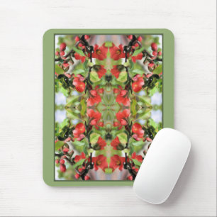 Flowering Quince Red Blossoms Abstract  Mouse Mat
