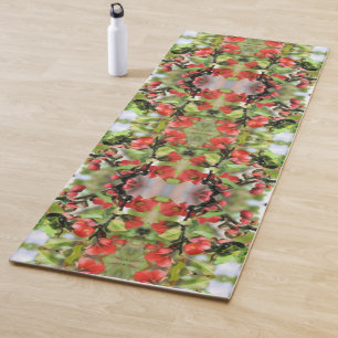 Flowering Quince Red Blossoms Abstract Yoga Mat