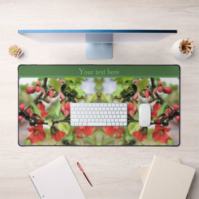 Flowering Quince Red Blossoms Personalised Desk Mat (Office 1)