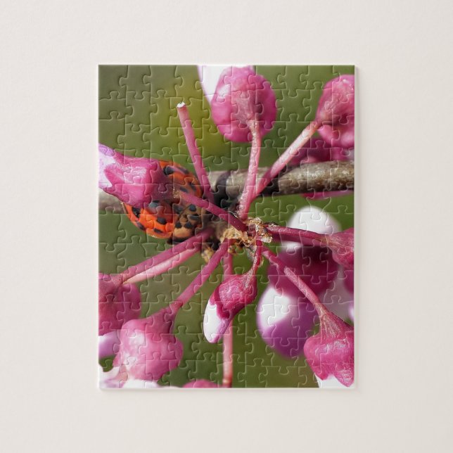 Flowering Redbud with Ladybug Jigsaw Puzzle (Vertical)