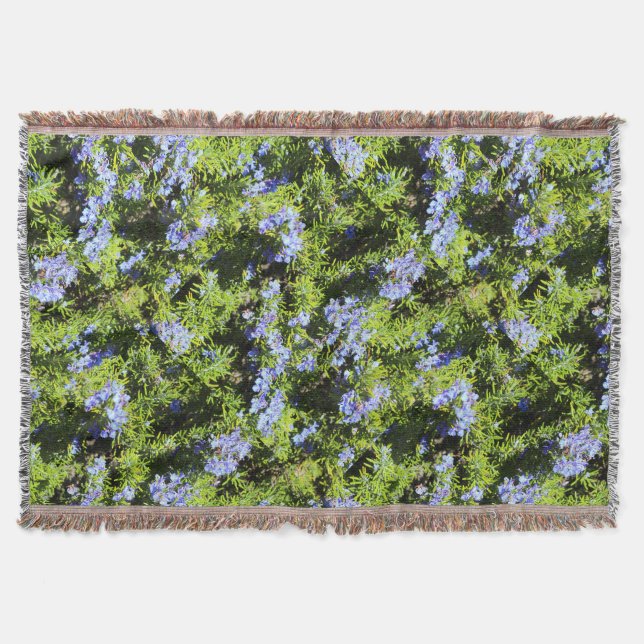 flowering rosemary bush throw blanket (Front)