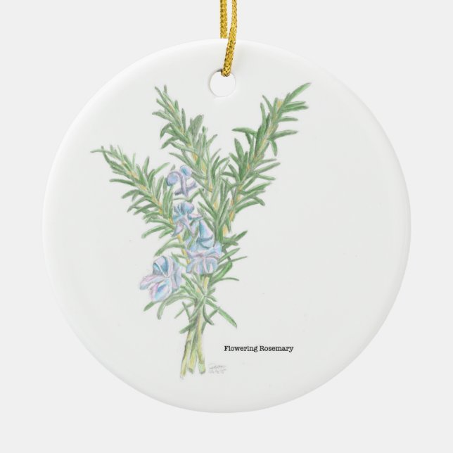 Flowering Rosemary Ceramic Tree Decoration (Front)