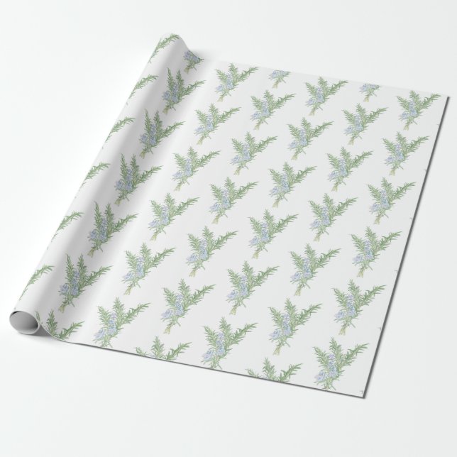 Flowering Rosemary Wrapping Paper (Unrolled)