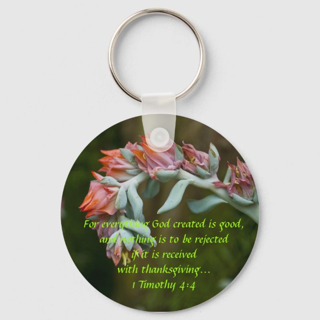 Flowering Succulent Key Ring (Front)