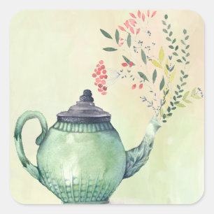 Flowering Teapot Square Sticker