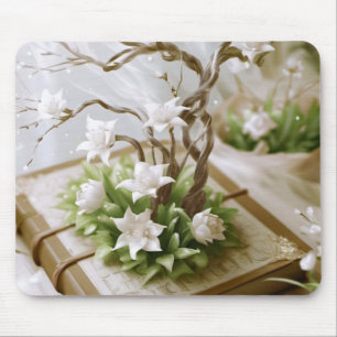 Flowering Tree Growing From a Book Mouse Mat