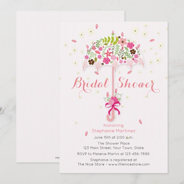 Flowering Umbrella Bridal Shower Invitation (Front/Back)