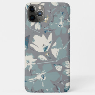 Flowering Vine Grey Blue Cream Floral Print iPhone 11 Pro Max Case