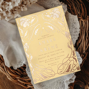 Flowering Vines Botanical Art Nouveau Gold