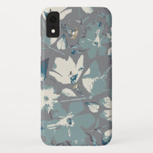 Flowering Vines Grey Blue Cream Floral Print iPhone XR Case