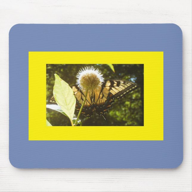 Flowering Yellow Monarch Mouse Mat (Front)