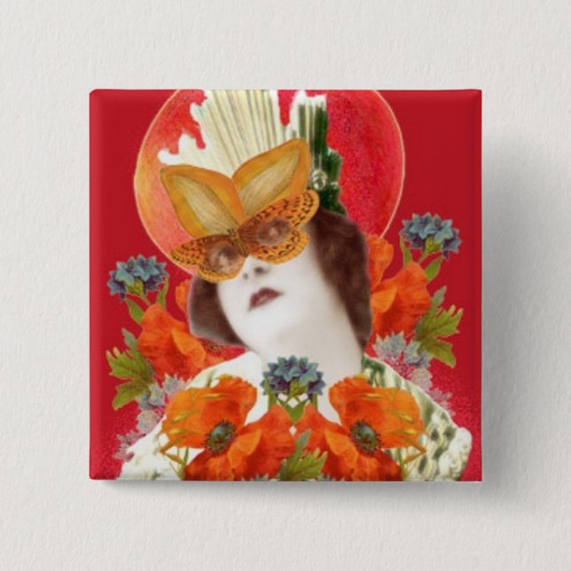 flowerLadyMangoHead II 15 Cm Square Badge (Front)