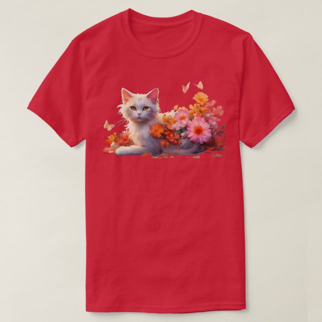 Flowerloving kitty T-Shirt (Design Front)