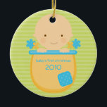 Flowerpot Baby's First Christmas Ornament<br><div class="desc">This super cute keepsake ornament is totally customisable by you. Change the template text or order as shown. If you need help or have something else in mind,  just click on the contact link to send the designer a personal detailed message.</div>