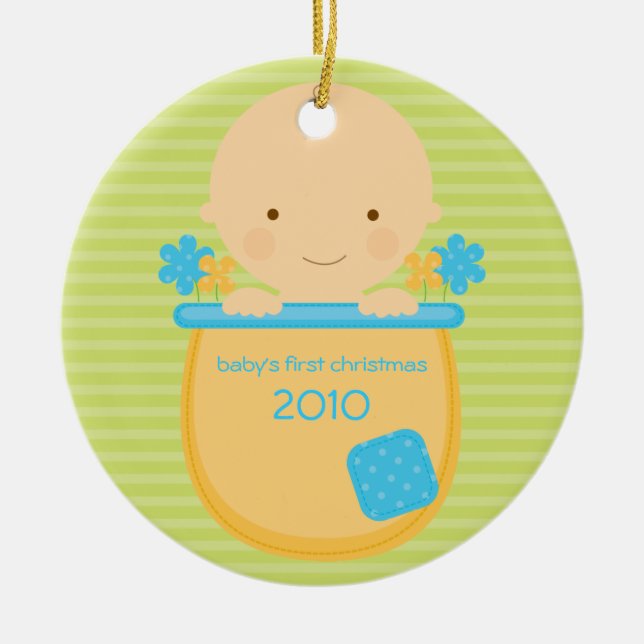 Flowerpot Baby's First Christmas Ornament (Front)