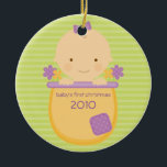 Flowerpot Baby's First Christmas Ornament<br><div class="desc">This super cute keepsake ornament is totally customisable by you. Change the template text or order as shown. If you need help or have something else in mind,  just click on the contact link to send the designer a personal detailed message.</div>