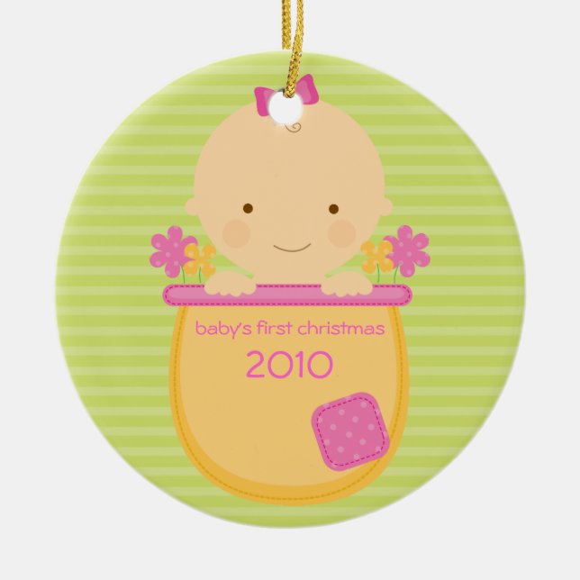 Flowerpot Baby's First Christmas Ornament (Front)