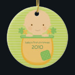Flowerpot Baby's First Christmas Ornament<br><div class="desc">This super cute keepsake ornament is totally customisable by you. Change the template text or order as shown. If you need help or have something else in mind, just click on the contact link to send the designer a personal detailed message.</div>