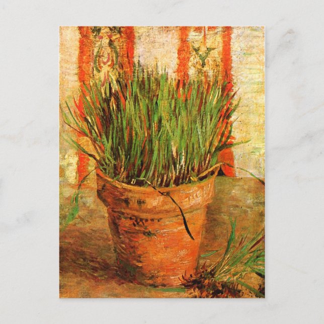 Flowerpot with Chives (F337) Van Gogh Fine Art Postcard (Front)